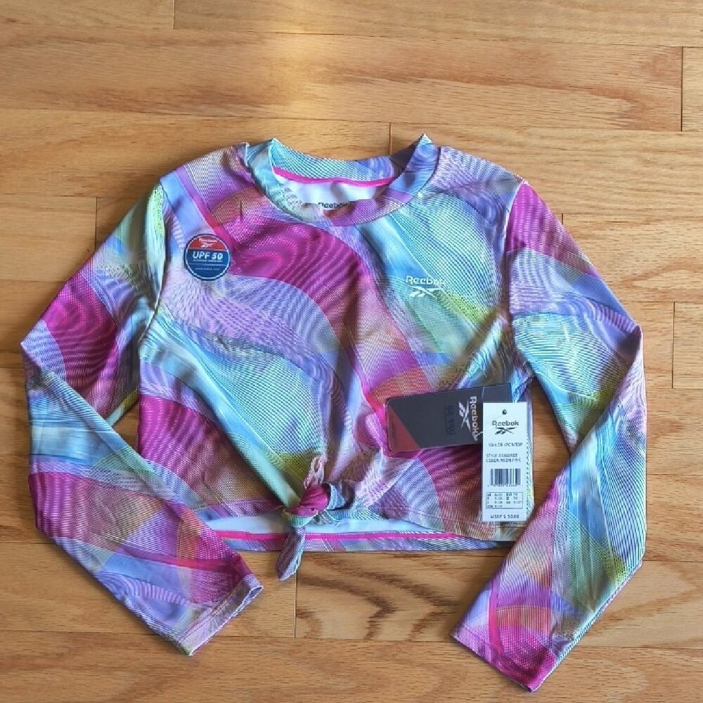 Reebok Colorful Swirl Long Sleeve Crop Top, XL/12
